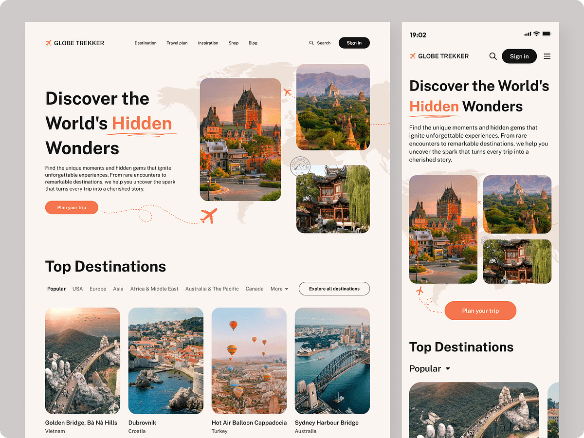 Globe Trekker - Travel Guide Website Design ✈ 🧳